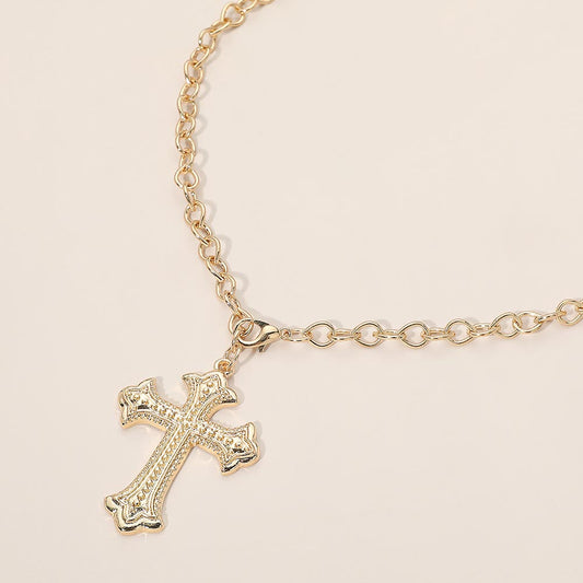 Madeline Love Gold Vintage Cross Pendant Long Necklace