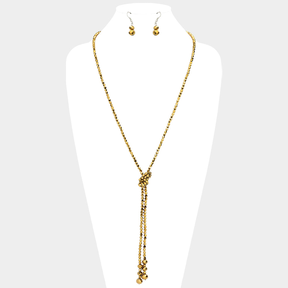 Madeline Love Bronze Faceted Beaded Y Shaped Necklace - Necklaces