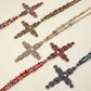Madeline Love Beige Stone Pearl Embellished Cluster Cross Pendant Faceted Beaded Long Necklace - Necklaces - extra
