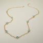 Madeline Love Aqua Elegant Faceted Square Teardrop Oval Emerald Stone Accent Long Necklace - Necklaces - desc