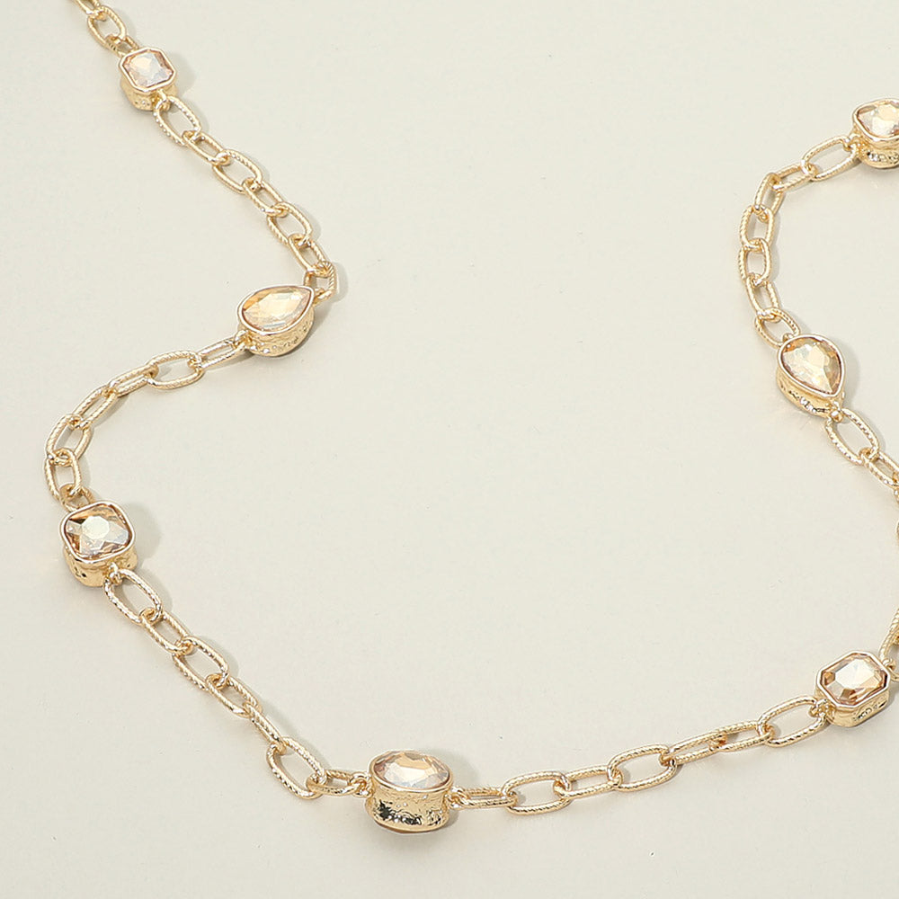 Madeline Love Lt Col Topaz Elegant Faceted Square Teardrop Oval Emerald Stone Accent Long Necklace