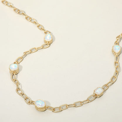 Madeline Love White Elegant Faceted Square Teardrop Oval Emerald Stone Accent Long Necklace - Necklaces