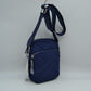 Structured Trapeze Handbag with Bamboo Ring Top Handles - Navy-blue - Hand Bag