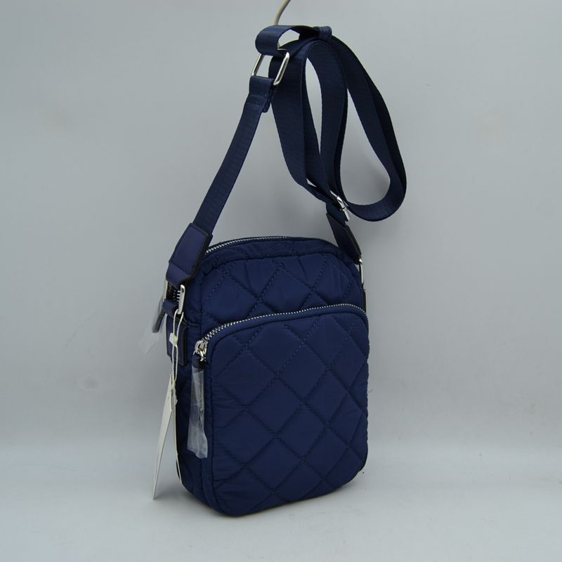 Structured Trapeze Handbag with Bamboo Ring Top Handles - Navy-blue - Hand Bag