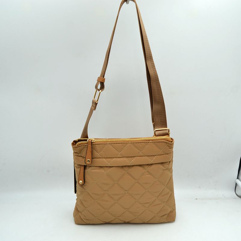 Quilted Crossbody Messenger Bag with Adjustable Strap - Crossbody Bags