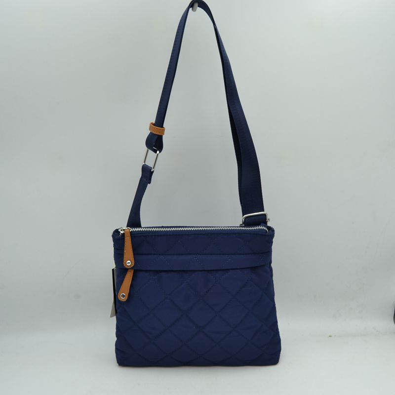 Quilted Crossbody Messenger Bag with Adjustable Strap - Navy-blue - Crossbody Bags