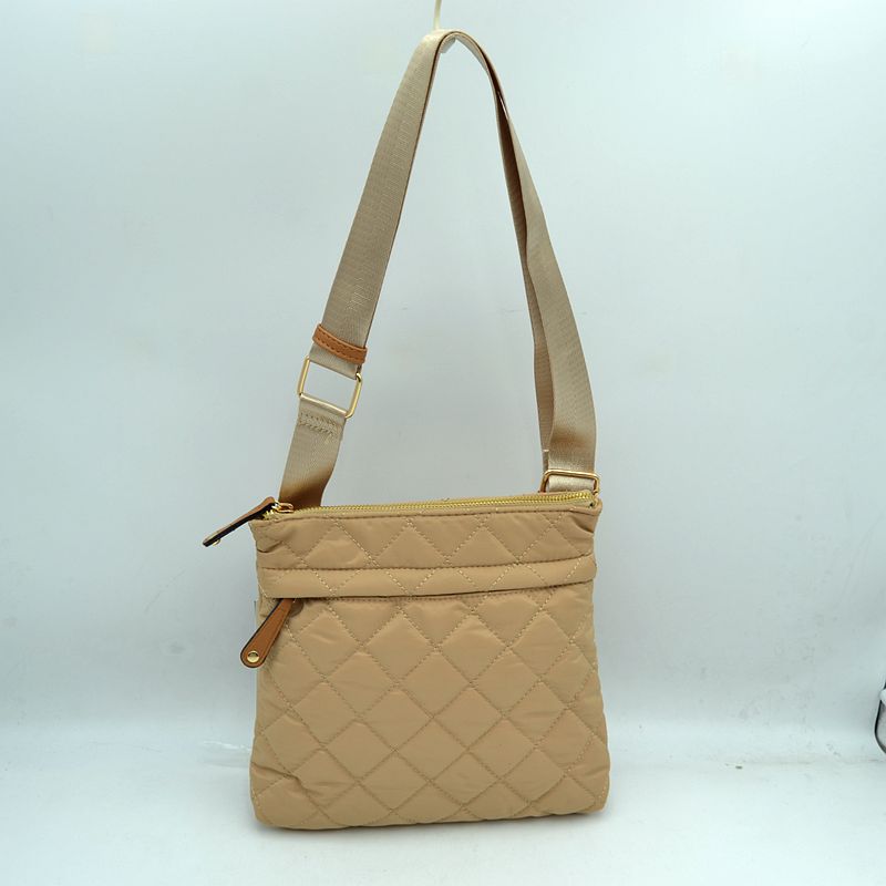 Quilted Crossbody Messenger Bag with Adjustable Strap - Crossbody Bags