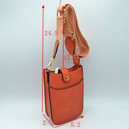 Vegan Leather Crossbody Bag with Adjustable Guitar Straps - Red - Crossbody Bags