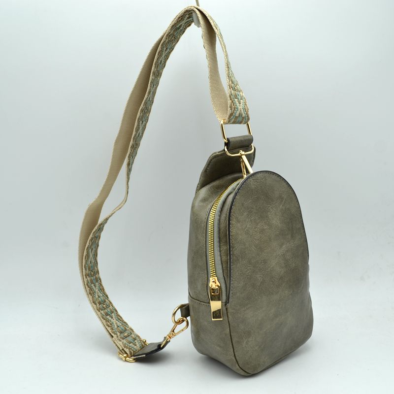 Sling Backpack with Patterned Wide Shoulder Strap - Dark Gray - Backpacks