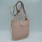 Minimalist Curved Crossbody Bag with Patterned Guitar Strap - Blush - Crossbody Bags