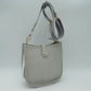 Minimalist Curved Crossbody Bag with Patterned Guitar Strap - Light Gray - Crossbody Bags