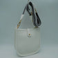 Minimalist Curved Crossbody Bag with Patterned Guitar Strap - Clear White - Crossbody Bags