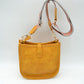 Minimalist Curved Crossbody Bag with Patterned Guitar Strap - Crossbody Bags