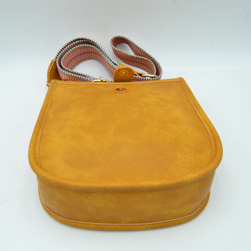 Minimalist Curved Crossbody Bag with Patterned Guitar Strap - Crossbody Bags