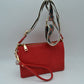 Dual Strap Wristlet Clutch with Patterned Crossbody Strap - Red - Cross Body Bag