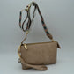 Dual Strap Wristlet Clutch with Patterned Crossbody Strap - Stone - Cross Body Bag