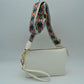 Dual Strap Wristlet Clutch with Patterned Crossbody Strap - White - Cross Body Bag