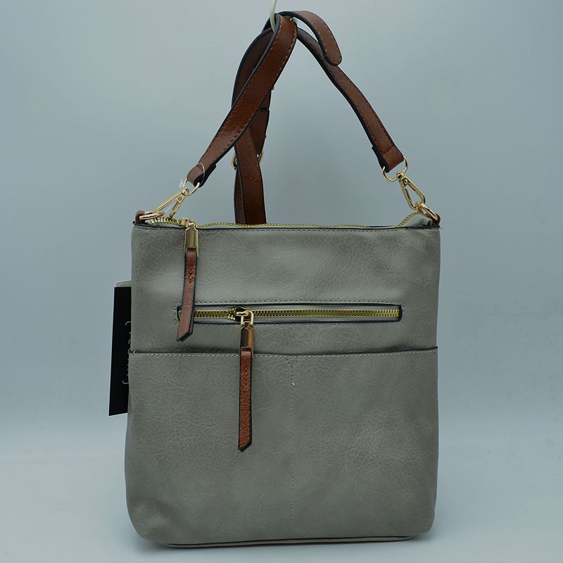 Women’s Kaylee Soft PU Vegan Leather 2 in 1 Tote Crossbody Bag - Dark Gray1 - Crossbody Bags