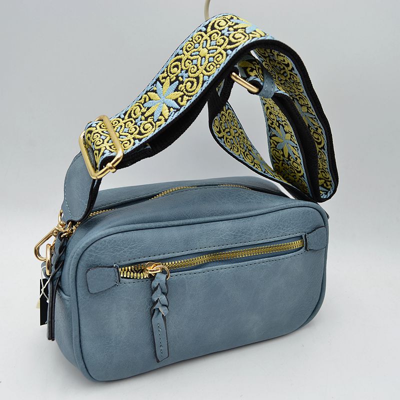 Guitar Strap Bag Multi-Zip Crossbody Bag - Denim - Crossbody Bags