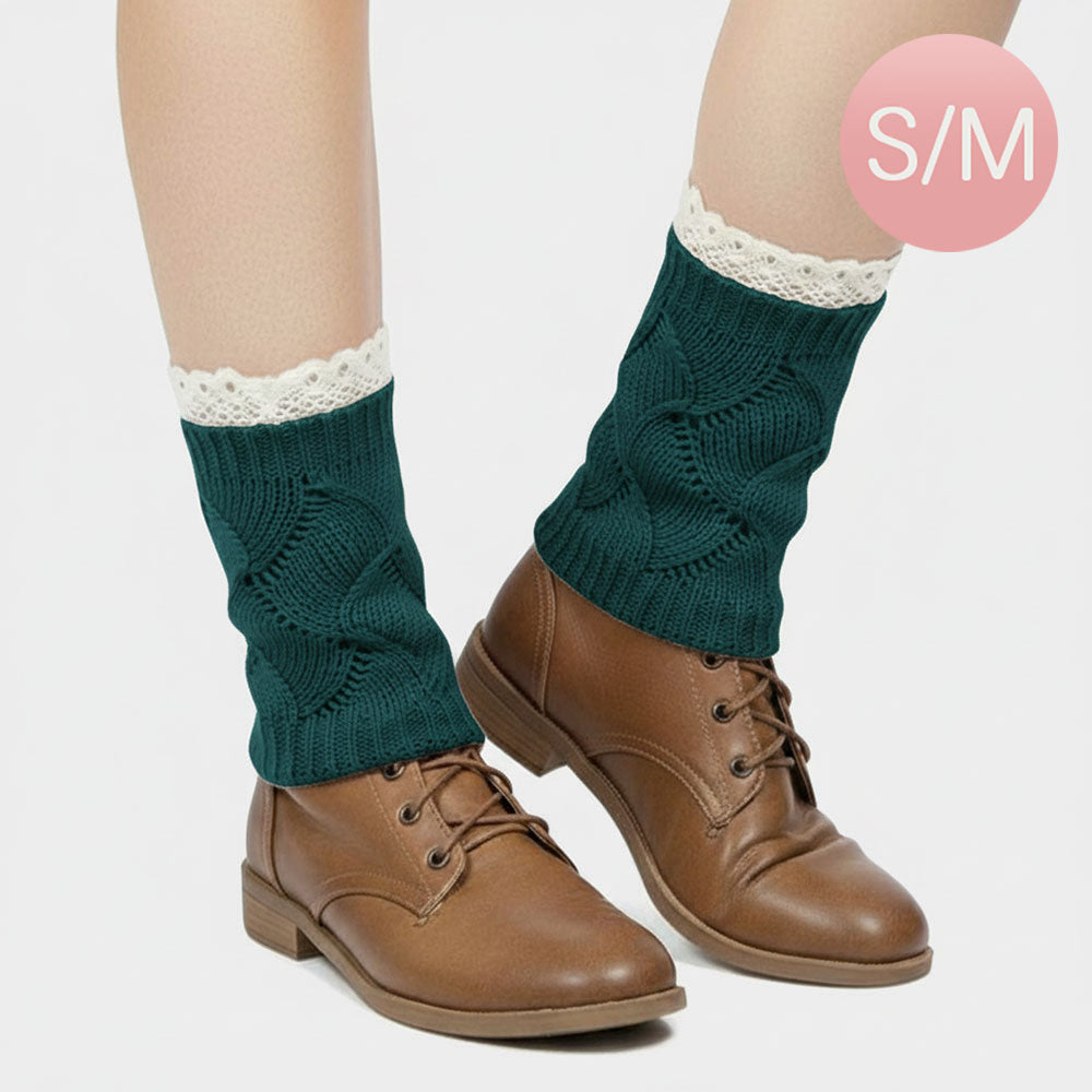 Madeline Love Emerald Lace Trim Knit Leg Warmer Boot Topper - Apparel