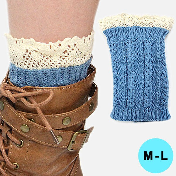 Madeline Love Turquoise, Blue, Beige Cutie Pie Acrylic Leg Warmer/ Boot Topper - Apparel