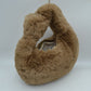Fluffy Plush Crescent Hobo Handbag with Integrated Top Handle - Hobo Bags