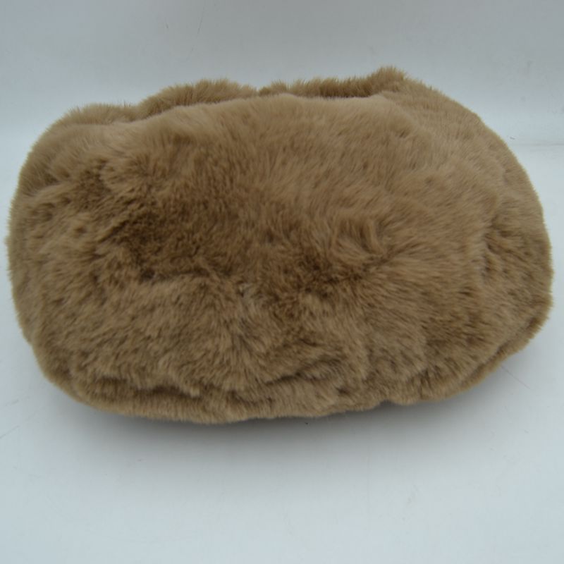 Fluffy Plush Crescent Hobo Handbag with Integrated Top Handle - Hobo Bags