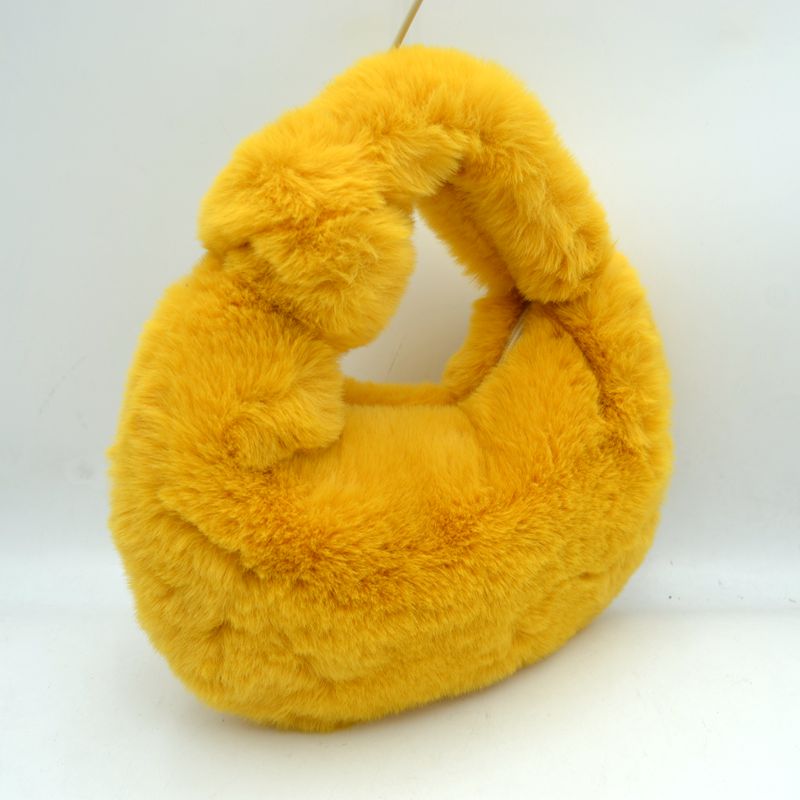Structured Shoulder Bag with Long Double Straps and Clasp - Yellow - Shoulder Bag