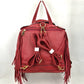 Faux Leather Moto Jacket Backpack with Side Fringe Accents - Brown - Backpacks