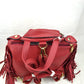 Faux Leather Moto Jacket Backpack with Side Fringe Accents - Brown - Backpacks
