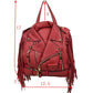 Faux Leather Moto Jacket Backpack with Side Fringe Accents - Brown - Backpacks