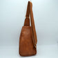 Grained Sling Bag with Perforated Accent and Gold Zippers - Sling Bag