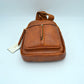 Grained Sling Bag with Perforated Accent and Gold Zippers - Sling Bag