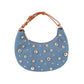 Studded Crescent Shoulder Bag with Adjustable Top Handle - Shoulder Bag
