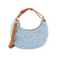 Studded Crescent Shoulder Bag with Adjustable Top Handle - Shoulder Bag