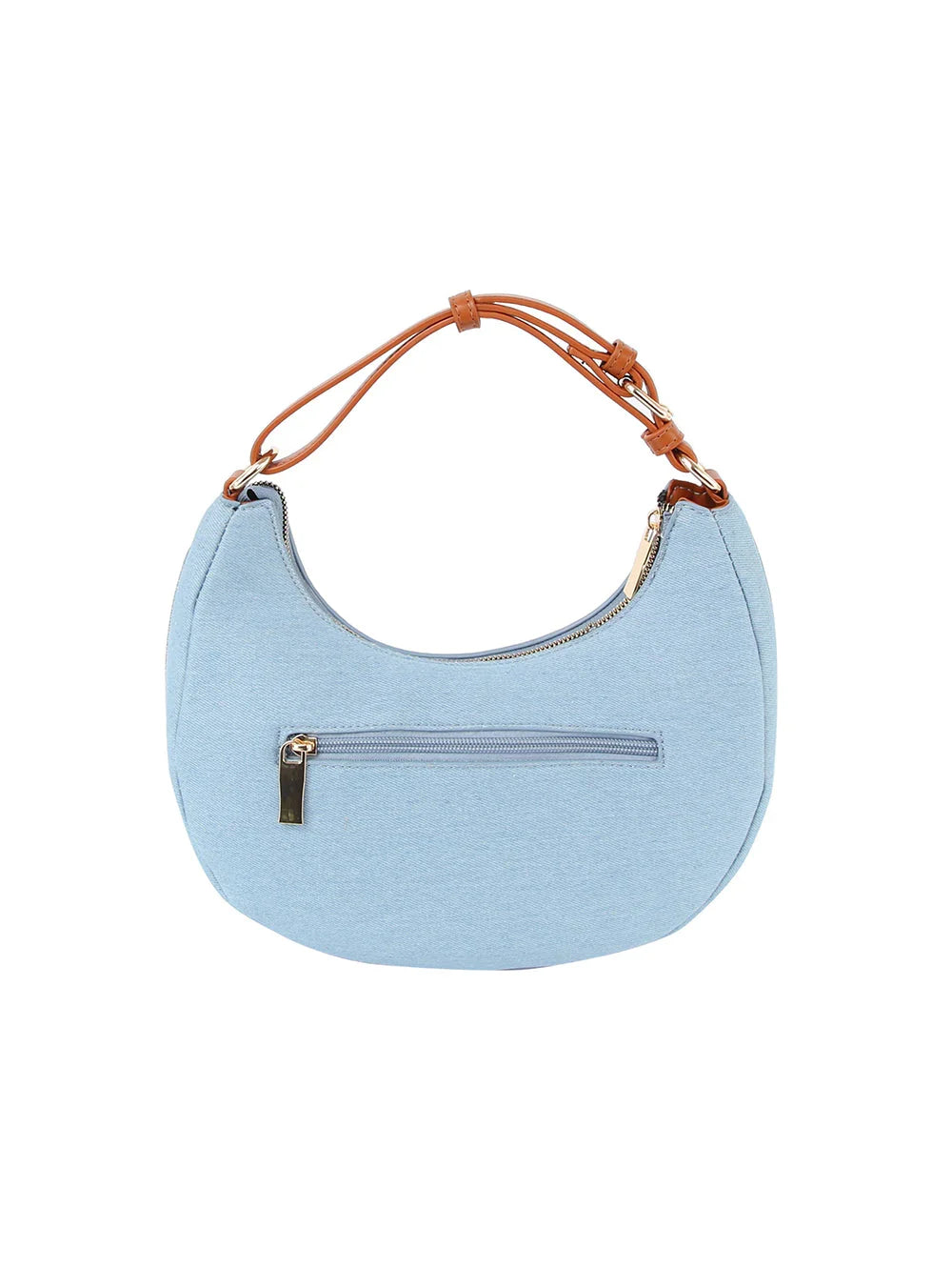 Studded Crescent Shoulder Bag with Adjustable Top Handle - Shoulder Bag