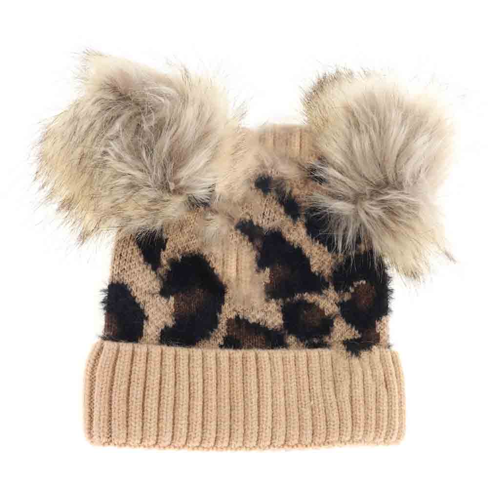 Latte BABY Leopard Double Pom C.C Beanie combines playful style with cozy warmth, featuring a soft knit design adorned with cute leopard print and two fluffy pom-poms. Crafted for comfort and durability, it provides gentle insulation for delicate heads while adding an adorable touch to any baby’s outfit. Ideal for chilly days, this beanie keeps your little one snug and stylish with expert-crafted quality. 