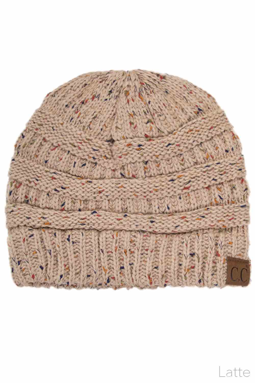 Latte Stay warm with timeless style in this C.C Confetti Cable Knit Beanie. Crafted from 100% soft acrylic, the classic cable knit texture provides excellent insulation while maintaining breathability for all-day comfort. The playful confetti detailing adds visual interest to this versatile essential. Lightweight yet durable, this beanie transitions seamlessly from casual outings to outdoor adventures, making it a reliable choice for any season.
