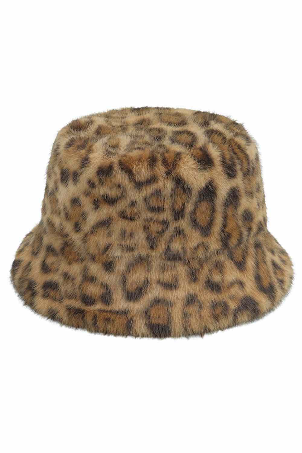 Latte Stay warm and stylish with this C.C Leopard Pattern Fur Winter Bucket Hat. Crafted from 100% polyester with a plush fur-like texture, this cozy bucket hat features an eye-catching leopard print design that adds a bold touch to any winter outfit.