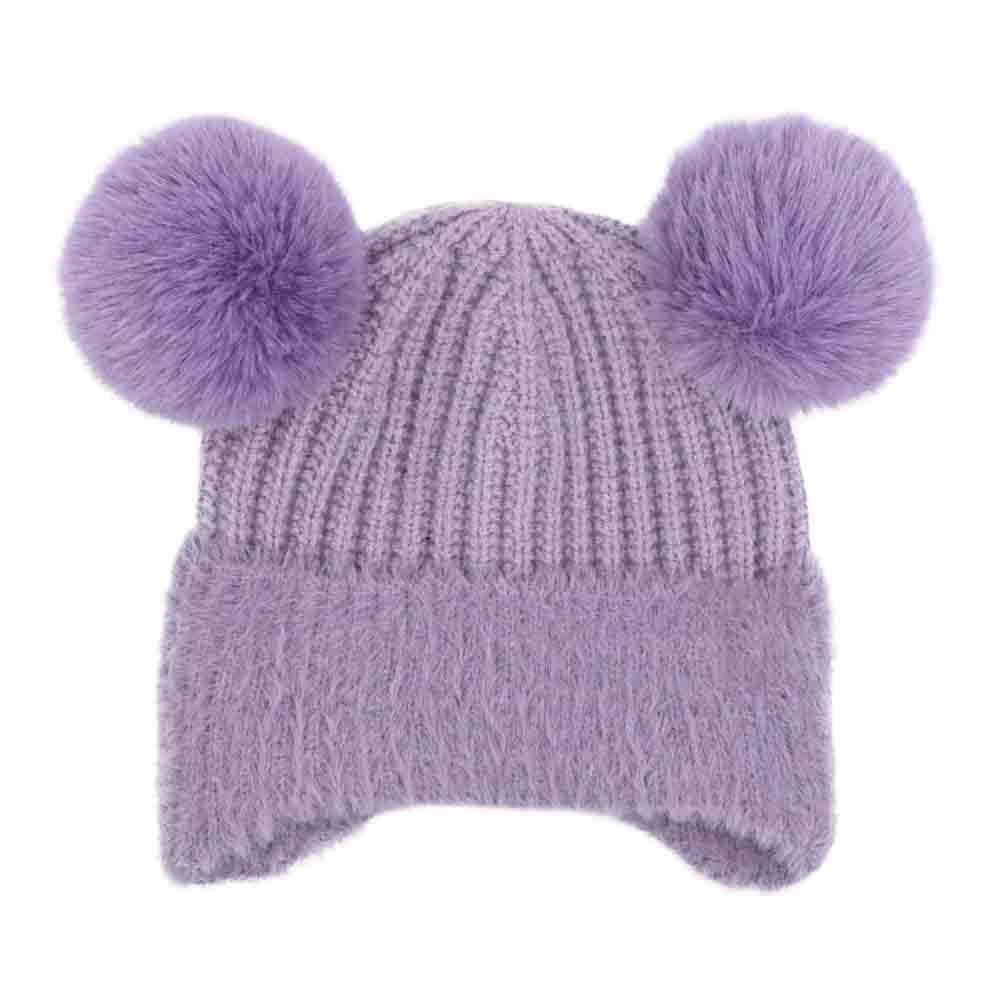 Lavender BABY Fur Earflap Double Pom C.C Beanie combines expert design with gentle comfort for your baby. Featuring soft, insulated earflaps, it protects delicate ears from cold while the double faux fur pom-poms add a stylish touch. Crafted from premium, hypoallergenic materials, this beanie ensures warmth and breathability without compromising irritation-free wear. Perfect for crisp outdoor days, it delivers reliable protection and charming appeal tailored for babies' sensitive needs.