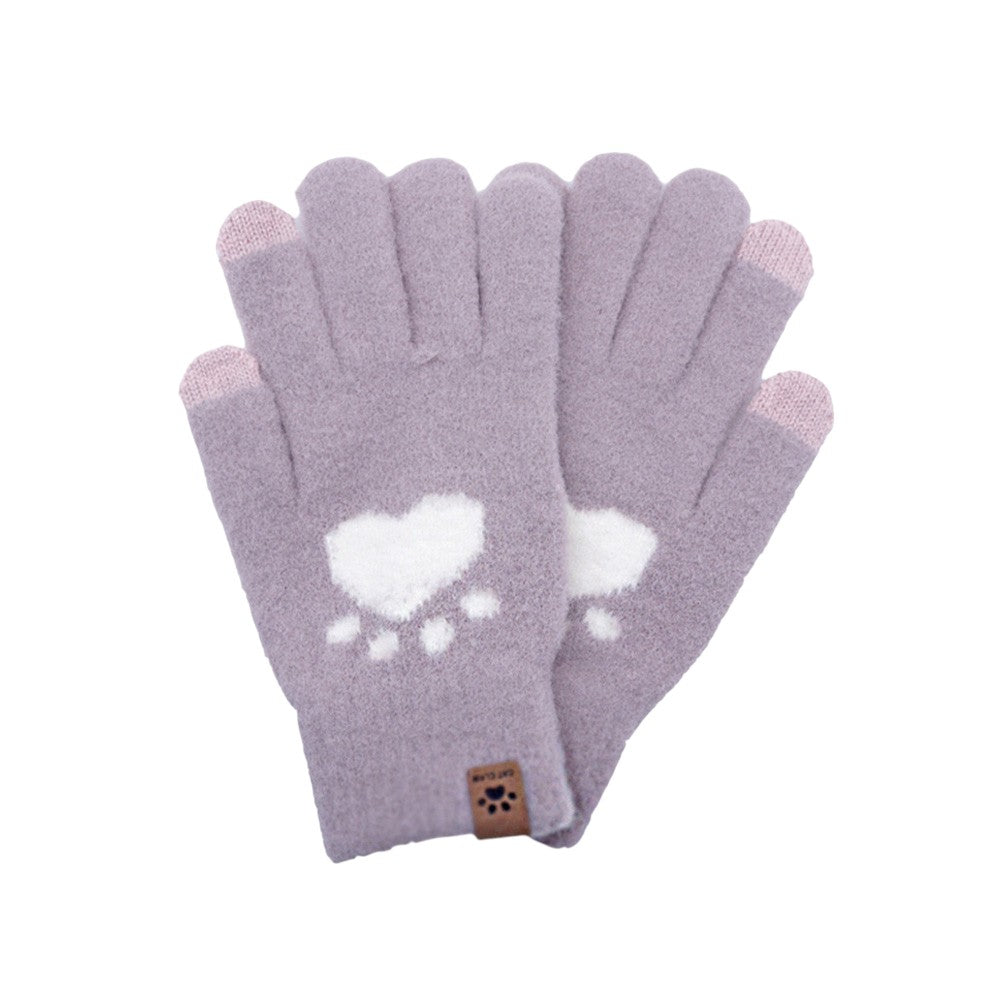 Lavender Cat Paw Pointed Smart Touch Gloves, Perfect for staying connected while keeping your hands warm. The unique cat paw design adds a touch of fun to these functional gloves. With smart touch technology, you can use your devices without taking them off. Stay warm and connected with these stylish gloves.