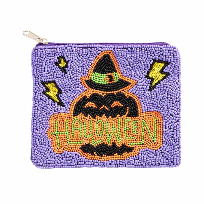Lavender Halloween Message Pumpkin Beaded Halloween Mini Pouch Bag, be the ultimate fashionista while carrying this trendy massage-themed mini pouch bag! Add the perfect luxe to your Halloween attire with it. This is the perfect gift for Halloween, especially for your friends, family, and the people you love and care about.