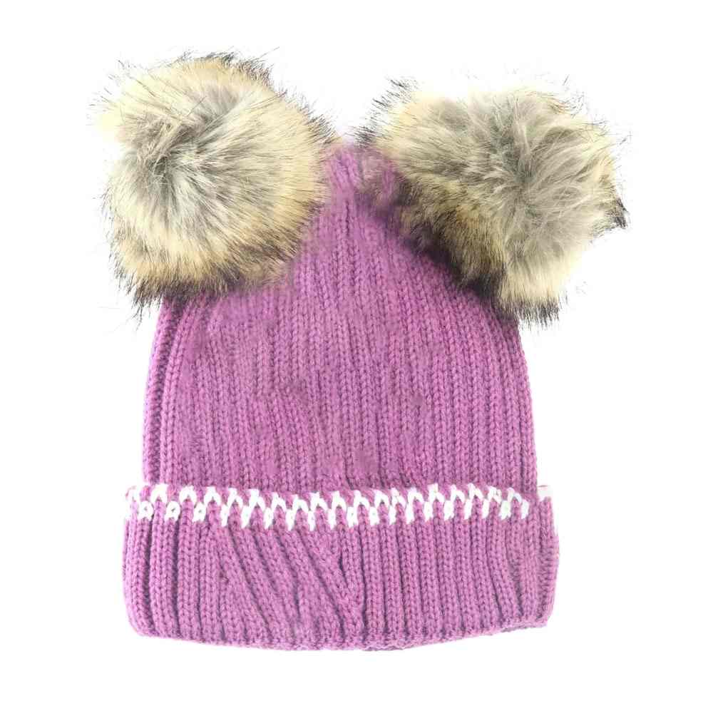 Lavender BABY Solid Knit Double Fur Pom Beanie combines warmth and style with its solid knit fabric and plush double fur pompom. Designed to keep little heads cozy during cold weather, it offers gentle stretch for a comfortable fit. The high-quality knit ensures durability, while the soft double fur pom adds an adorable, classic touch to any outfit. Ideal for everyday wear or outdoor adventures, this beanie provides expert-approved protection against the chill without compromising on style. 