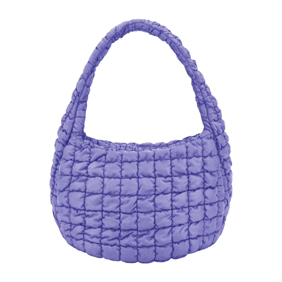 Lavender Quilted Puffer Shoulder Crossbody Bag, Stay warm and stylish with this bag. Made of durable material, it is insulated to keep you cozy in the coldest conditions. The shoulder straps make it comfortable and convenient to carry, so you can bring everything you need with ease. Perfect for gifting on every occasion.