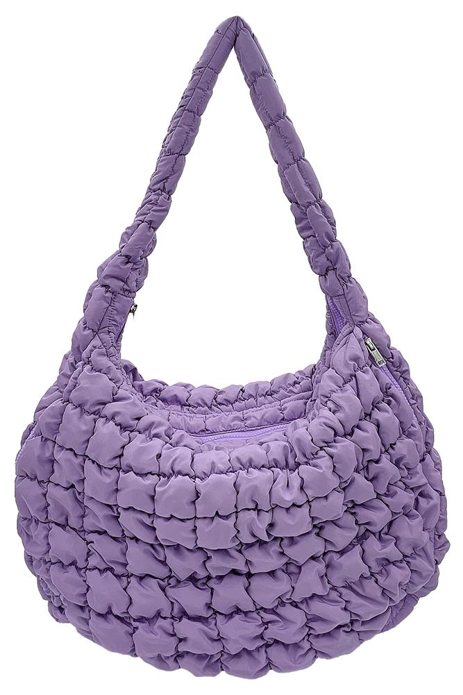 Lavender Carry your essentials in style with this Large Quilted Solid Bag. Crafted from durable 100% polyester with a classic quilted design, it offers a sleek, versatile look that complements any outfit. The adjustable sling strap allows for comfortable crossbody wear, making it perfect for everyday errands, travel, or casual outings.