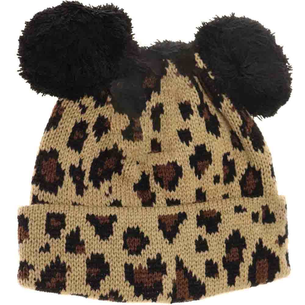 Leopard Baby Leopard Double Pom Beanie combines warmth and playful design for your little one. Made with a soft, gentle fabric, it ensures cozy comfort while the double pom detailing adds a charming, stylish flair. The subtle leopard print delivers a trendy look, making this beanie an ideal accessory for cold weather protection with a fashionable edge. 