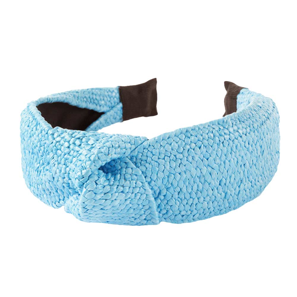 Light Blue Trendy Straw Knot Burnout Headband, create a natural & beautiful look while perfectly matching your color with the easy-to-use straw knot burnout headband. Add a super neat and trendy knot to any boring style. Perfect for everyday wear, outdoor festivals, and more. Awesome gift idea for your loved one or yourself.
