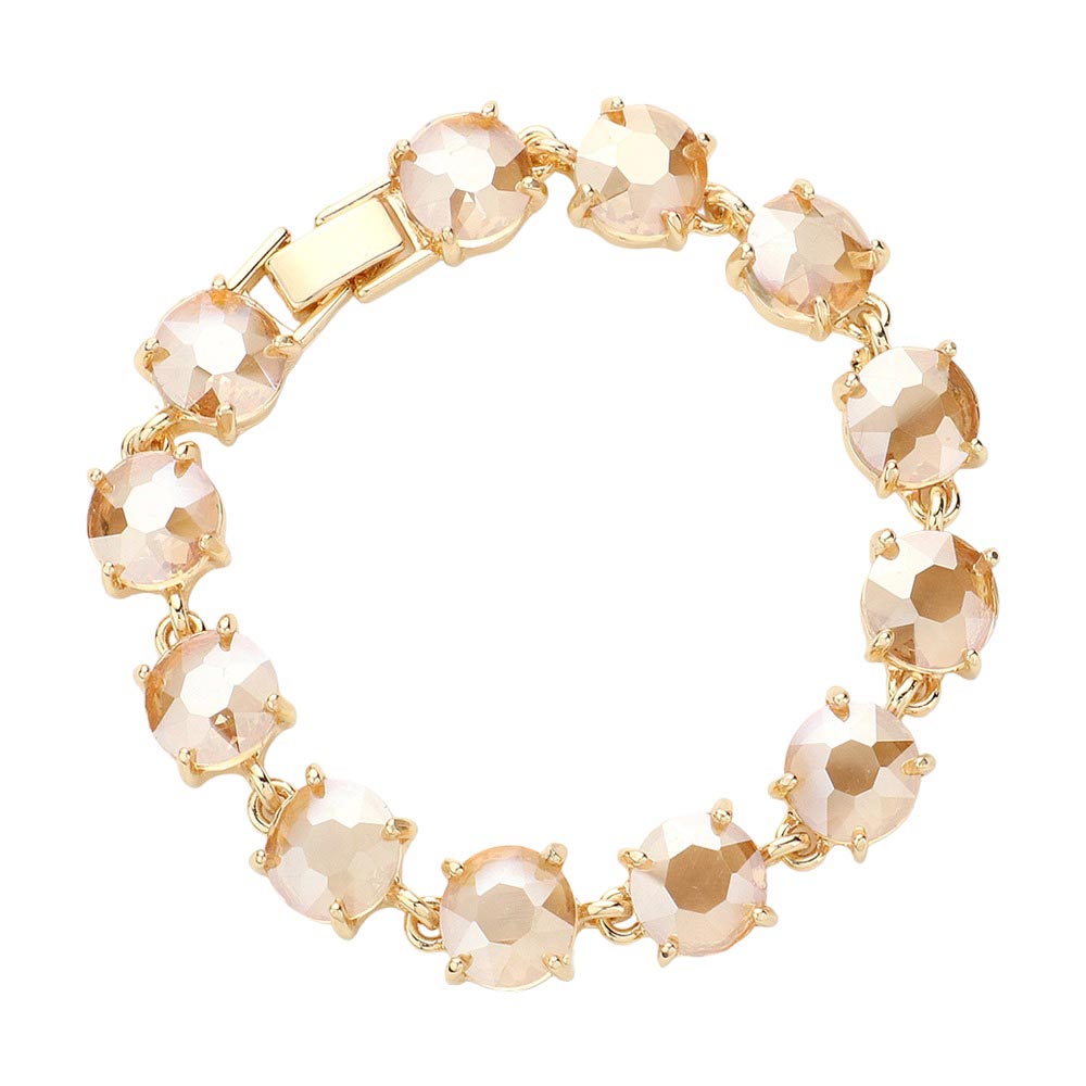 Light Col Topaz Round Stone Link Evening Bracelet, this beautiful Evening Bracelet is crafted from high-quality materials to ensure a luxurious and comfortable fit. It provides a timeless look that will add sophistication to any outfit. Perfect Gift for December Birthdays, Christmas, and gifts for your friends and family.