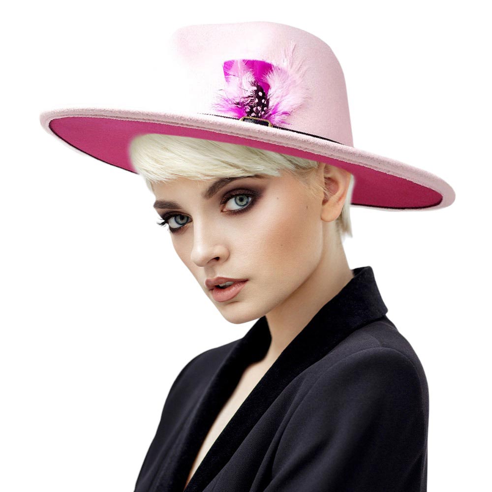 Light Pink Feather Pointed Fedora Panama Hat, is perfect for warm weather. Its pointed top design and feather detail add a touch of class to any outfit. The lightweight construction ensures total comfort and breathability. Keep your style fresh, A classic gift to travelers or fashion-forwarded friends and family members.