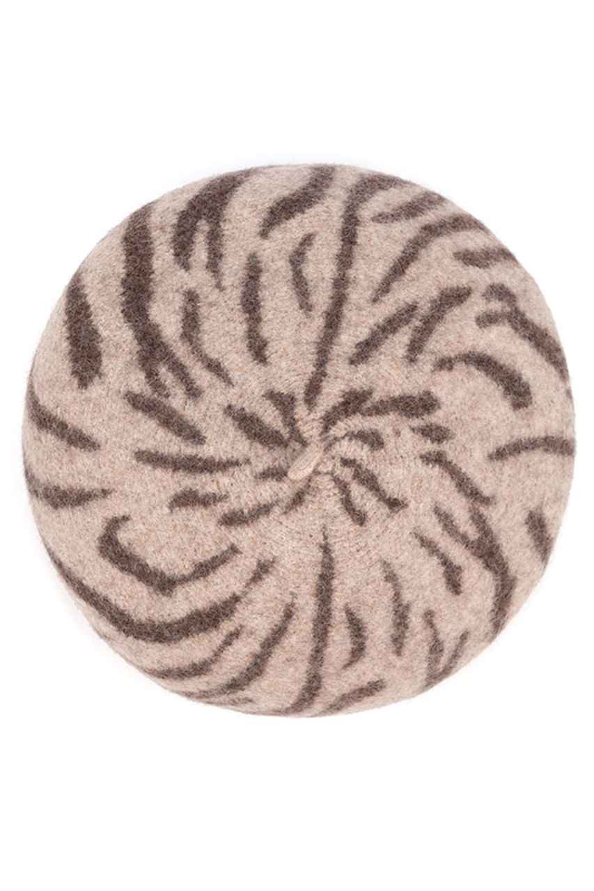 Light Taupe C.C Zebra Wool Beret Beanie merges traditional craftsmanship with contemporary design. Constructed from high-quality wool fibers, this headwear provides exceptional thermal regulation while the distinctive zebra pattern offers visual interest. The beret silhouette delivers a sophisticated profile that complements diverse facial structures and outfitting choices, making it an essential cold-weather accessory for the discerning consumer.
